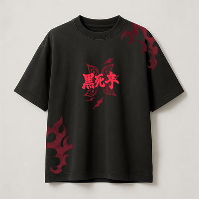 T-Shirt Oversize Heavyweight 240GSM – Kokushibo Demon Slayer™ – 100% Coton Premium – Noir