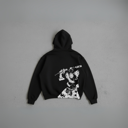 Hoodie Oversize Heavyweight 340GSM – Toji Fushiguro Jujutsu Kaisen™ – 100% Coton Premium – Noir