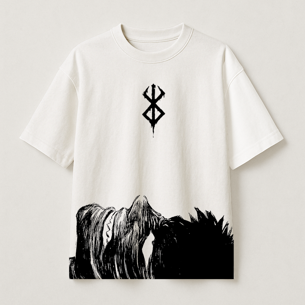 T-Shirt Oversize Heavyweight 240GSM – Berserk™ – 100% Coton Premium – Blanc