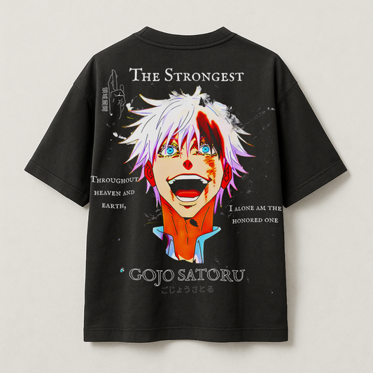 T-Shirt Oversize Heavyweight 240GSM – Gojo Satoru Jujutsu Kaisen™ – 100% Coton Premium – Noir