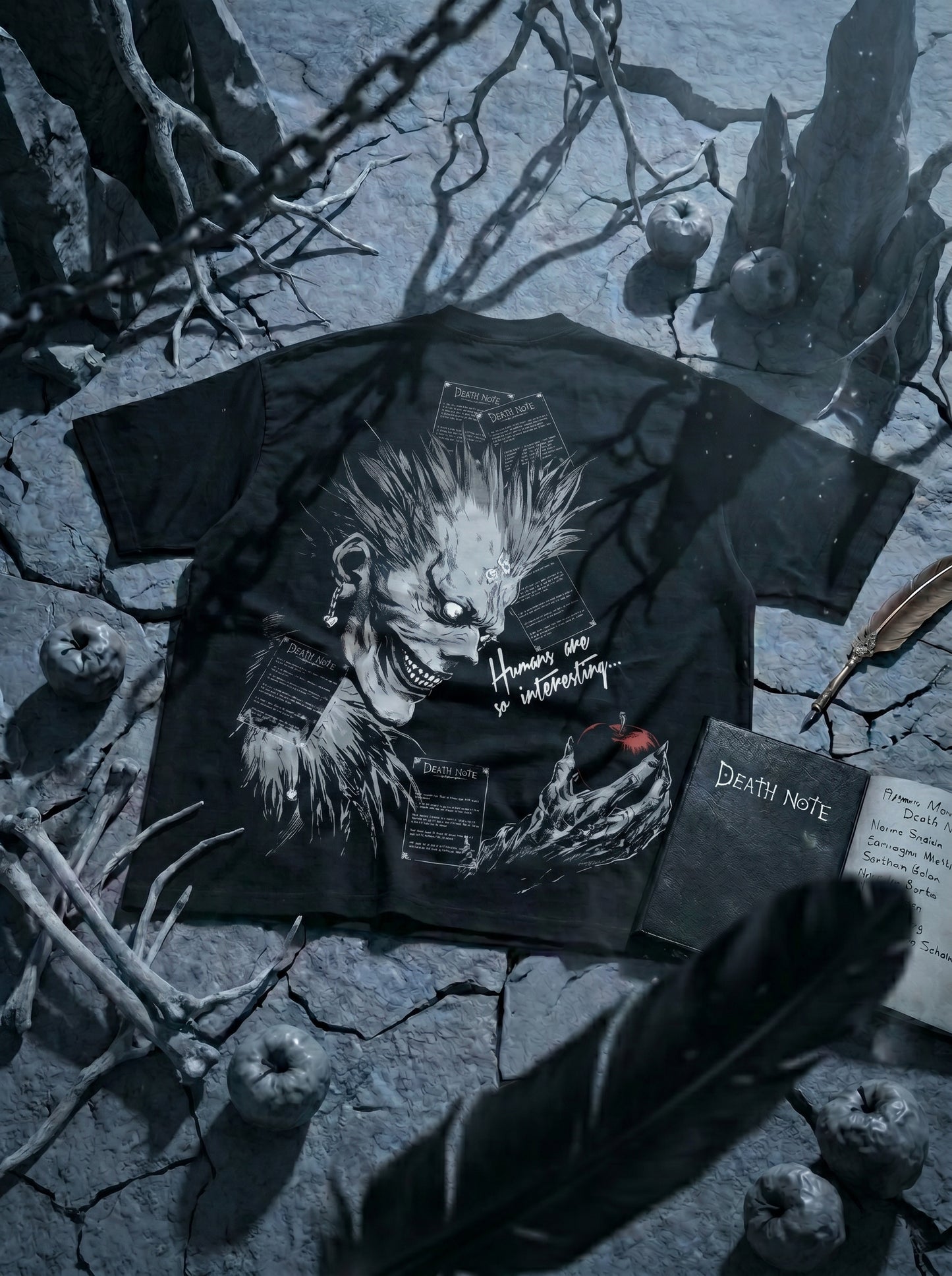 T-Shirt Oversize Heavyweight Death note Ryuk - 100% Coton Noir