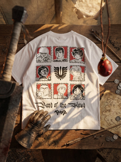T-Shirt Oversize Heavyweight – Band Of The Hawk Berserk –  Blanc