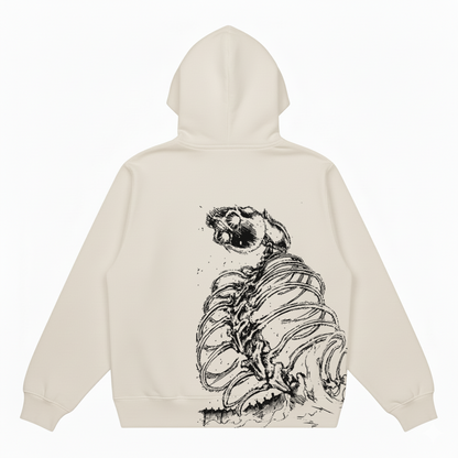 Hoodie Oversize Heavyweight 340GSM – Attack on Titan™ – 100% Coton Premium – Blanc Cassé
