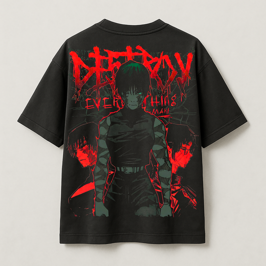 T-Shirt Oversize Heavyweight – Maki Jujutsu Kaisen – 100% Coton – Noir