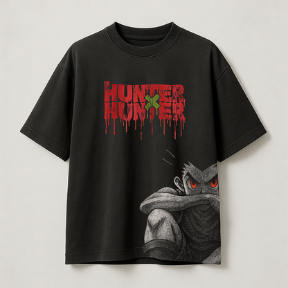 T-Shirt Oversize Heavyweight 240GSM – Gon Freecss Hunter x Hunter™ – 100% Coton Premium – Noir
