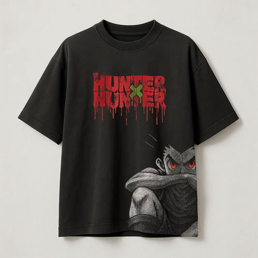 T-Shirt Oversize Heavyweight 240GSM – Gon Freecss Hunter x Hunter™ – 100% Coton Premium – Noir